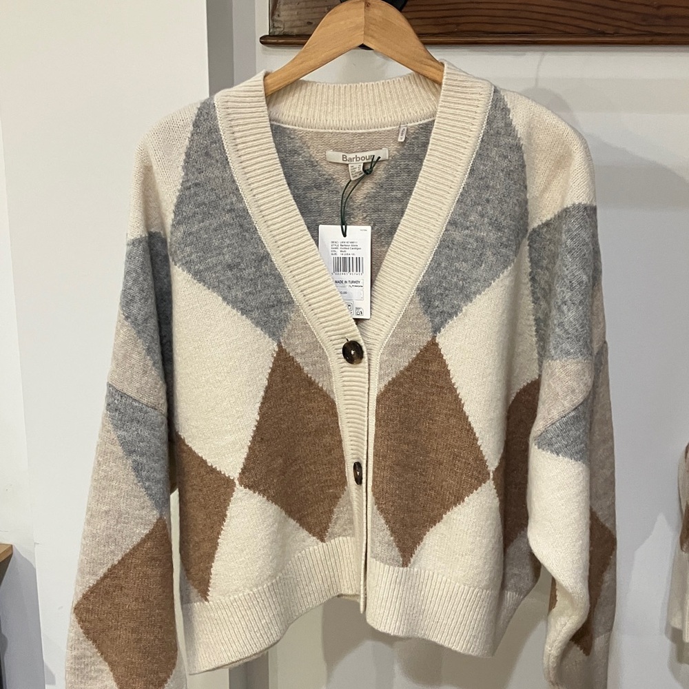 Barbour Women's Argyle Cardigan - Cream, Gray, Brown
